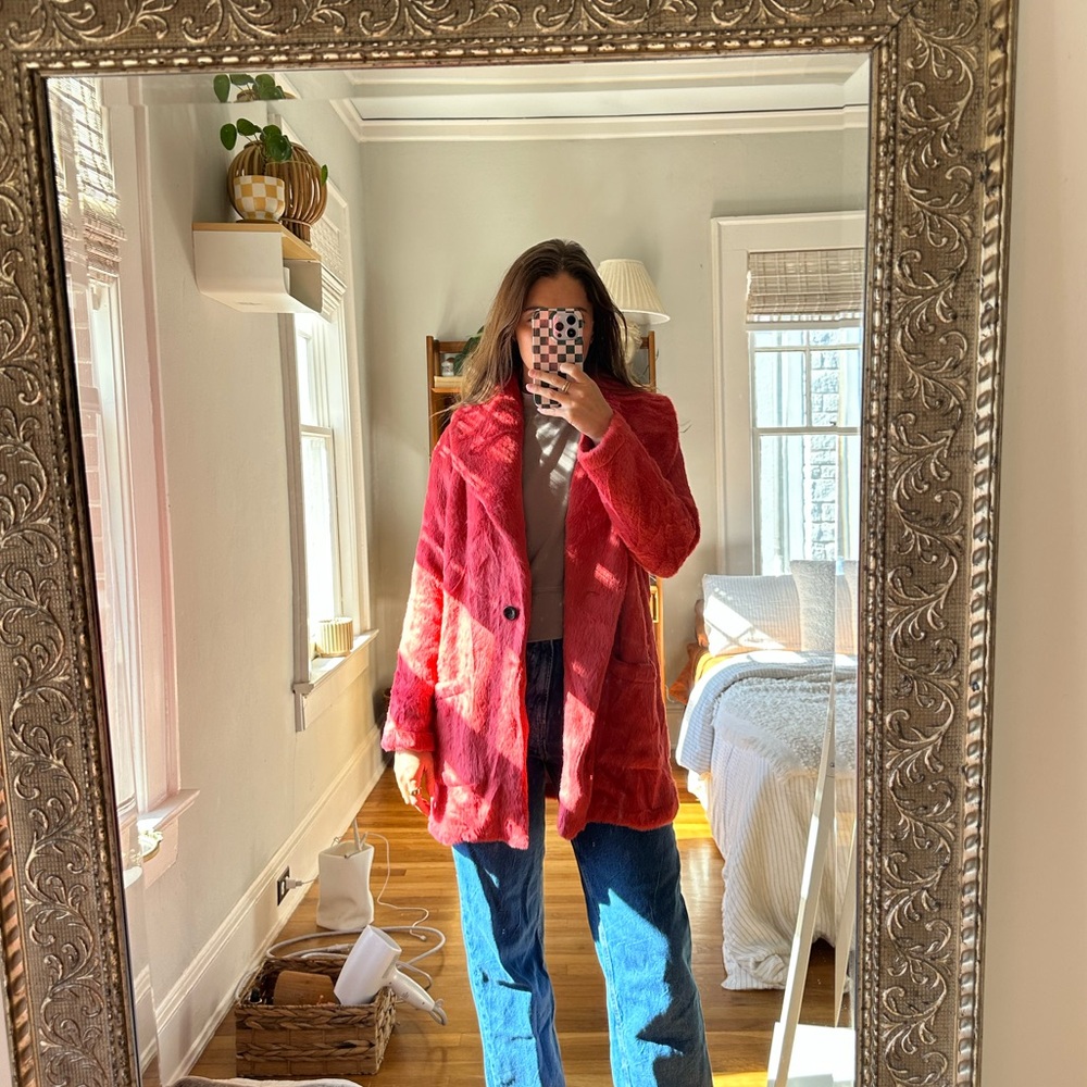 Sanctuary pink faux fur cardigan jacket